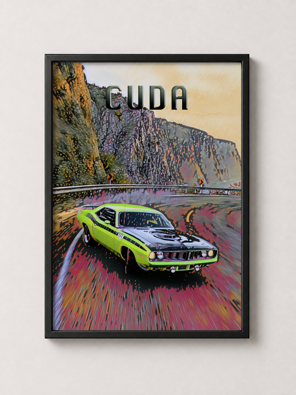 Classic Barracuda Muscle Car Art- Framed Poster