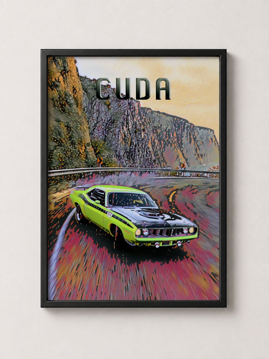 Classic Barracuda Muscle Car Art- Framed Poster