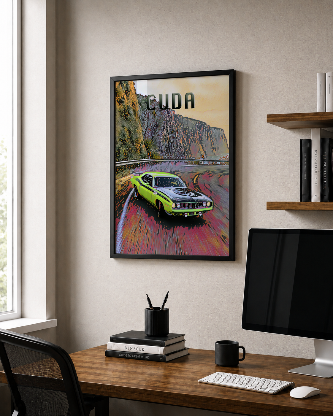 Classic Barracuda Muscle Car Art- Framed Poster