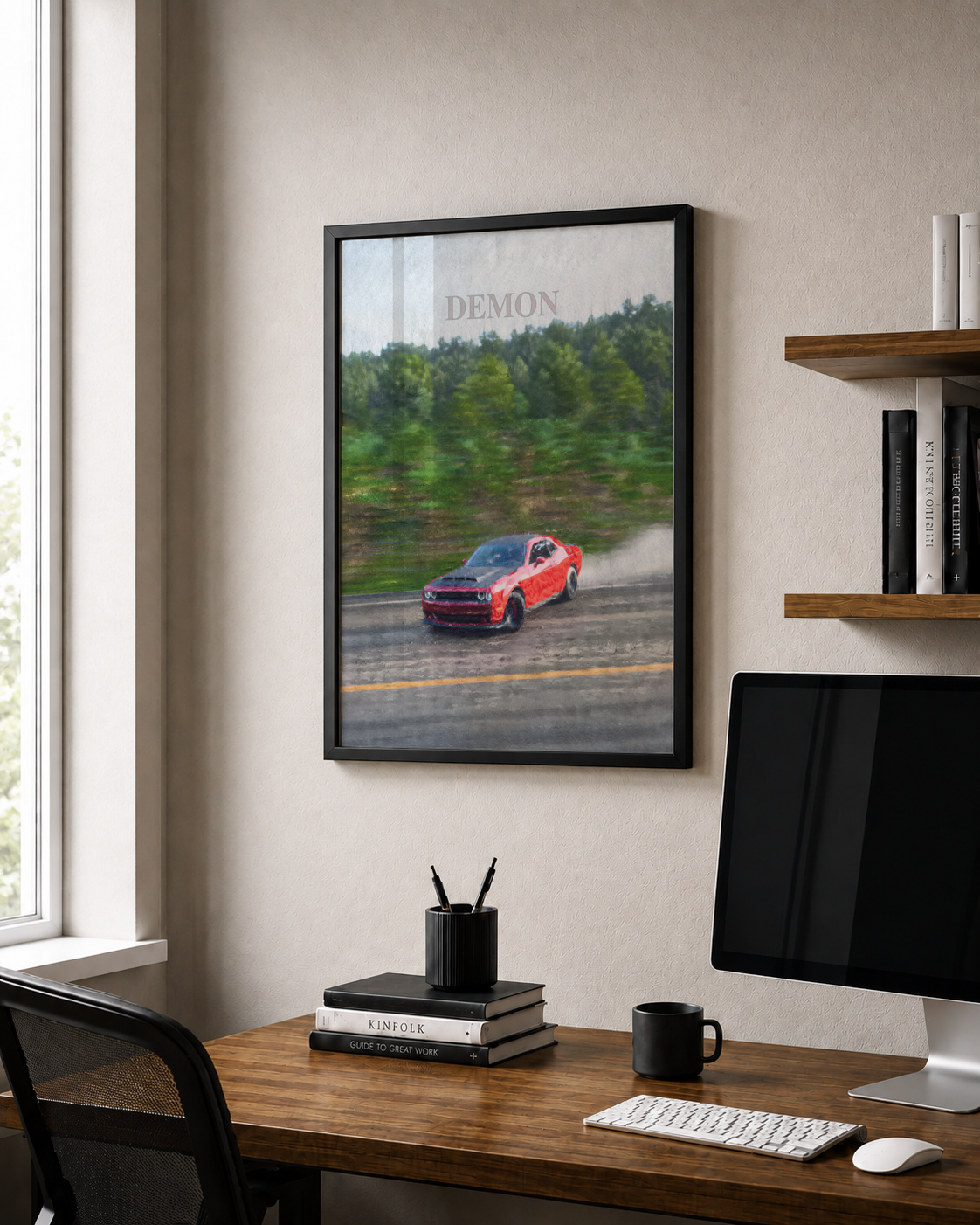 Demon Muscle Car Art - Framed Poster
