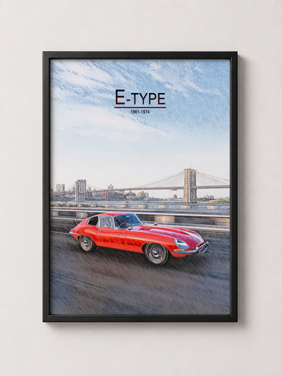 E Type Classic Car Art - Framed Poster